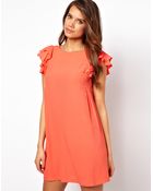 ASOS Collection Asos Shift Dress with Frill Sleeves - Lyst