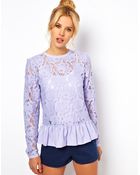 ASOS Collection Asos Heavy Lace Top with Peplum - Lyst