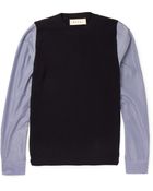 Marni Contrastsleeve Knitted Cotton Sweater - Lyst