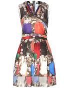 Christopher Kane Satin And Crepe Paneled Dress - Lyst