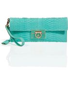 Ferragamo Turquoise Python Afef Clutch - Lyst