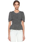 Isabel Marant Megan Diamond Silk Crepe Top in Black - Lyst