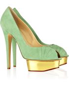 Charlotte Olympia Suede Platform Pumps - Lyst