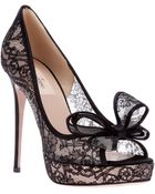 Valentino Lace Peep Toe Pump - Lyst