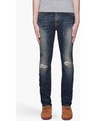 Nudie Jeans Distressed Thin Finn Organic Cotton Jeans - Lyst
