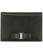 Ferragamo Bow Saffiano Leather Credit Card Holder - Lyst