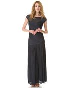 Halston Heritage Sheer Shoulder Pleat Gown - Lyst