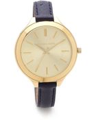 Michael Kors Leather Slim Runway Watch - Lyst