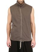 Rick Owens Distressed Cotton Fleece Sleeveless Vest - Lyst