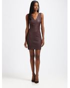 Robert Rodriguez Leather V-Neck Dress - Lyst