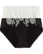 Carine Gilson Lace-Appliquéd Stretch-Silk Satin Briefs - Lyst