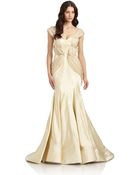 Zac Posen Chiffon Drape Duchess Satin Gown - Lyst