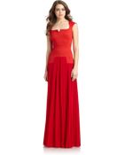 Zac Posen Bonded Jersey Chiffon Gown - Lyst