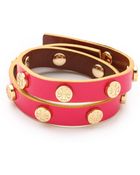 Tory Burch Double Wrap Logo Stud Bracelet - Lyst