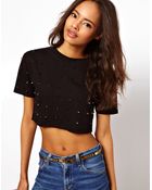 ASOS Collection Sweatshirt Cropped with Studs - Lyst