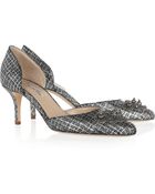 Oscar de la Renta Metallic Woven Faux Leather Pumps - Lyst