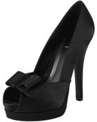 Fendi Satin Peep Toe Pump with Bow - Lyst
