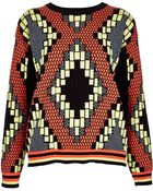 Topshop Knitted Tribal Jacquard Sweat - Lyst