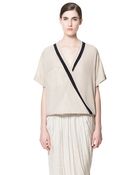 Zara Tricoloured Crossover Blouse - Lyst