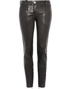 Balmain Cropped Leather Skinny Pants - Lyst