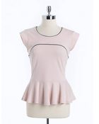 French Connection Cap Sleeved Ponte Peplum Top - Lyst