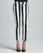 7 For All Mankind Striped Cropped Cigarette Pants - Lyst