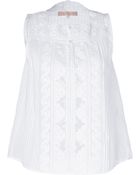 Vanessa Bruno White Cotton Linen Embroidered Top - Lyst