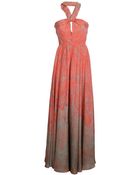Issa Coral Printed Silk Halterneck Gown - Lyst