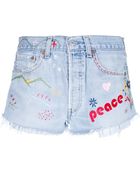 Femme Embroidered Print Denim Shorts - Lyst