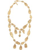 Oscar de la Renta Hammered Goldplated Leaf Necklace - Lyst