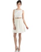 Jessica Simpson Belted Fit And Flare Dress - Lyst