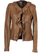 Jil Sander Navy Leather Outerwear - Lyst