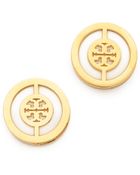 Tory Burch Deco Logo Stud Earrings - Lyst