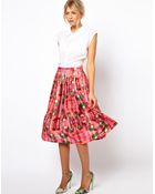 Asos Midi Skirt in Digital Floral Print - Lyst