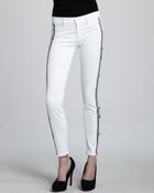 Hudson Tamara Skinny Embroidered White Jeans - Lyst