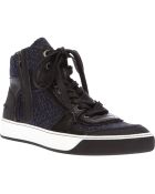 Lanvin Woven Hi-top Trainer - Lyst