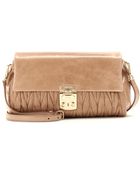Miu Miu Matelassé Glazed Leather Shoulder Bag - Lyst