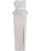 Marchesa Strapless Lace Column Gown - Lyst