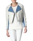 Acne Studios Rita Leather and Denim Jacket - Lyst