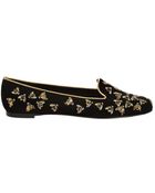 Alexander McQueen Velvet Bee Embroidered Slipper - Lyst