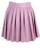 Alice + Olivia Box Pleat Leather Skirt - Lyst
