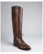 Gucci Chocolate Leather Laceup Tall Riding Boots - Lyst