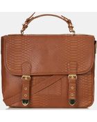 Topshop Snake Embossed Faux Leather Satchel - Lyst