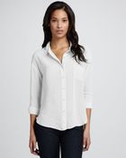 Ella Moss Basic Sheer Button-Down Blouse - Lyst