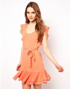 French Connection Frill Sleeve Mini Dress - Lyst