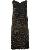 Issa Embellished Fringed Tulle Dress - Lyst