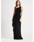 Teri Jon Asymmetrical Velvet Gown - Lyst