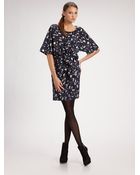 DKNY Printed Silk Crepe De Chine Dress - Lyst