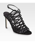 Manolo Blahnik Coddila Suede Cage Sandals - Lyst