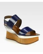 Marni Leather Wooden Platform Wedge Sandals - Lyst